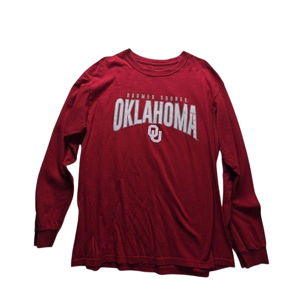 Oklahoma Sooners Long Sleeve Shirt Mens L Red NCAA Football Captivating Graphic